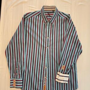 Robert Graham eggplant, red and Blue Casual Button Down Shirt
